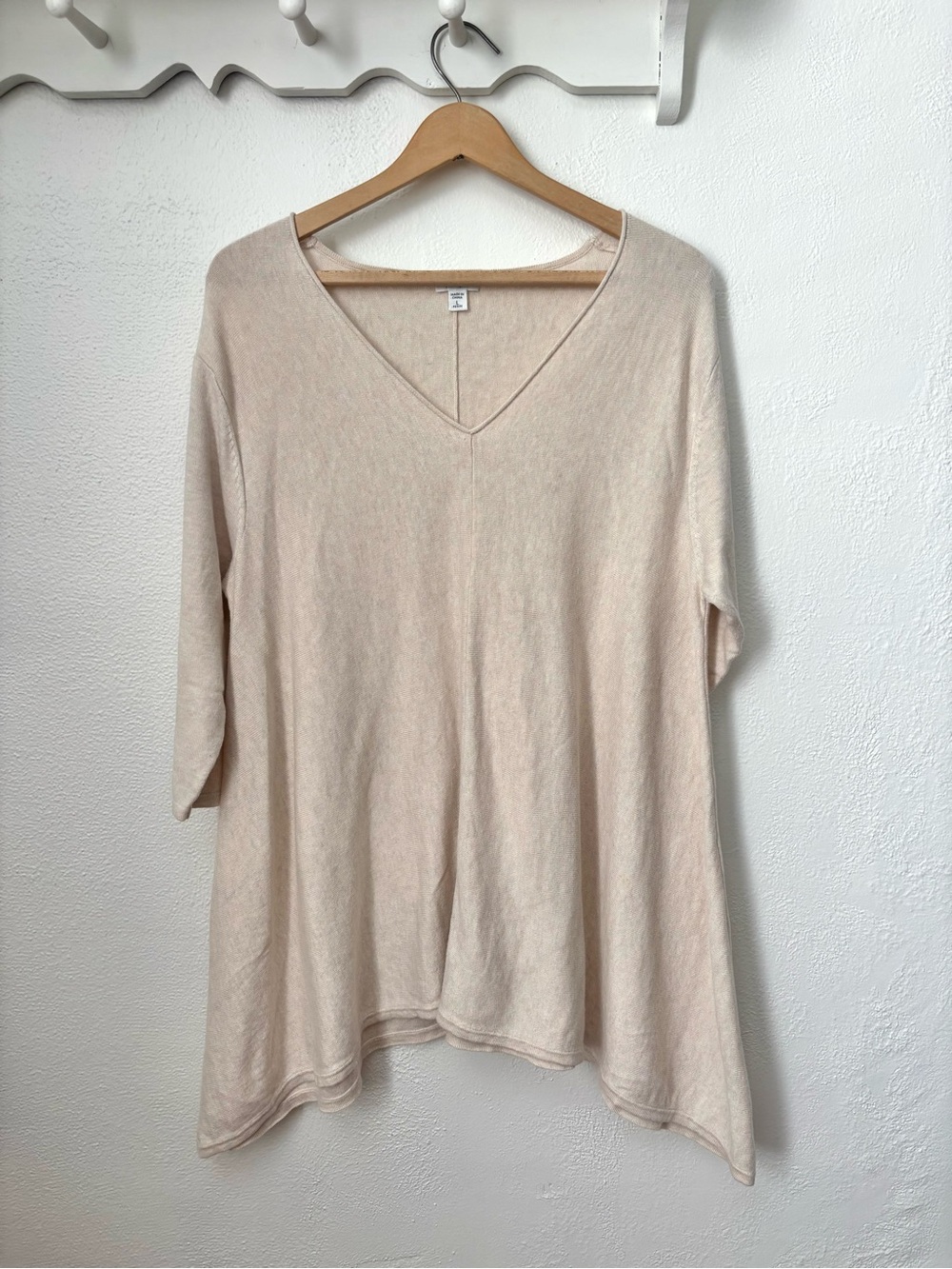 Pure Jill Cream Oversized Tunic Top Large Lagenlook Scandinavian Minimalist Art